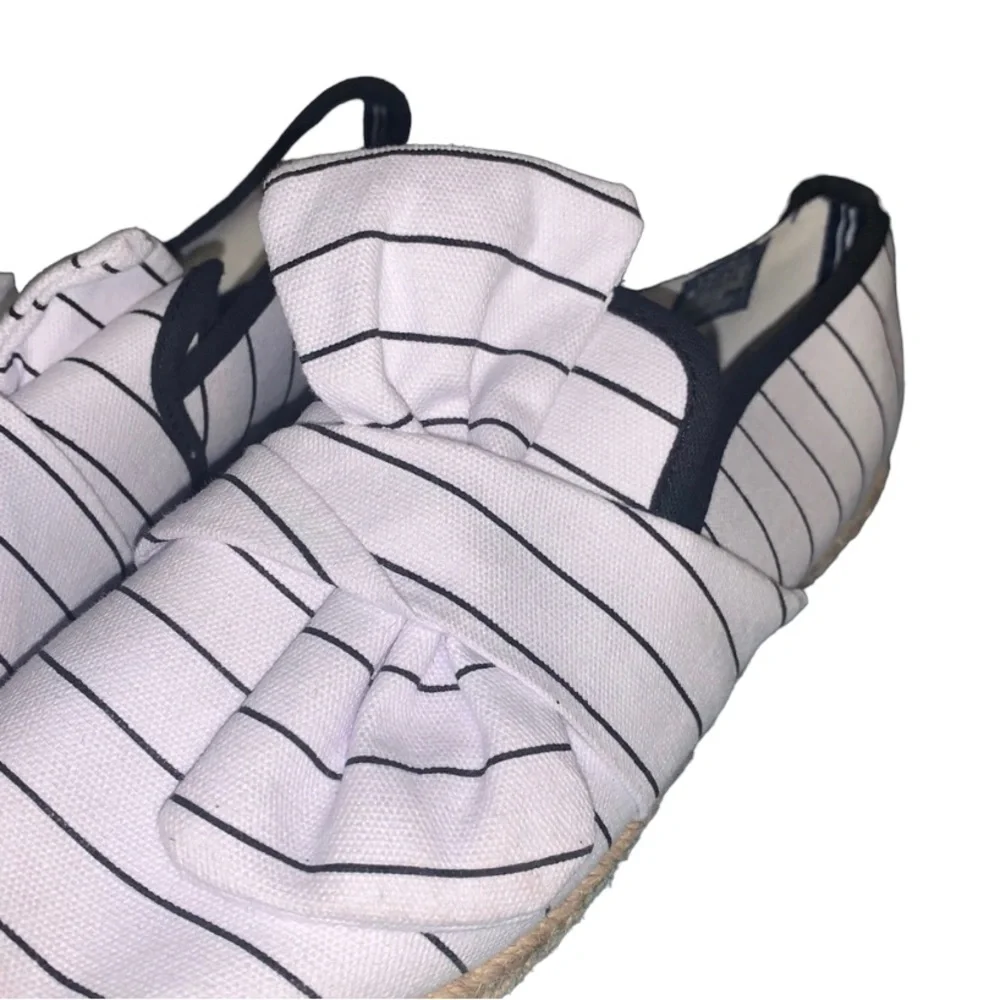 NAUTICA: Blue & White Stripe Nautical Bow Top Espadrilles - Size 9 1/2